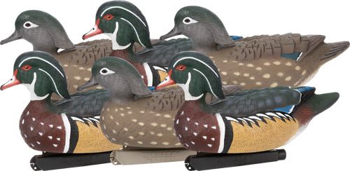 Zink Floater Wood Duck Decoys | 6-Pack Life-Size Floating for Hunting | 3 D view 2