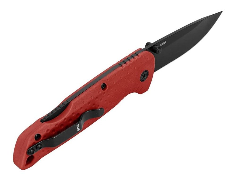 SOG Knives Adventurer LB Folding Knife 3in Drop Point Blade Red