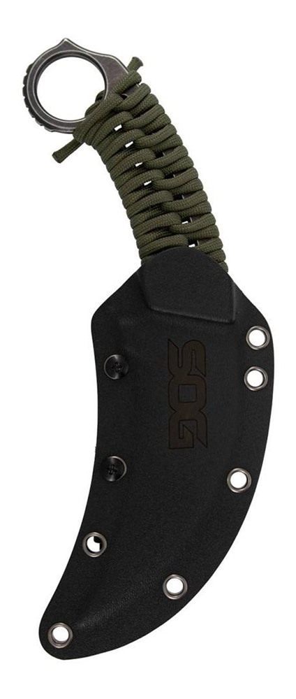 Sog Specialty Knives Gambit XL Fixed Knife 4in Karambit Blade OD Green Box view 2
