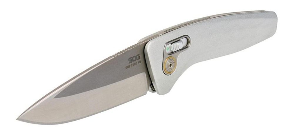Sog Specialty Knives One-Zero AU Folding Knife 3-1/10 Drop Point Blade Silv