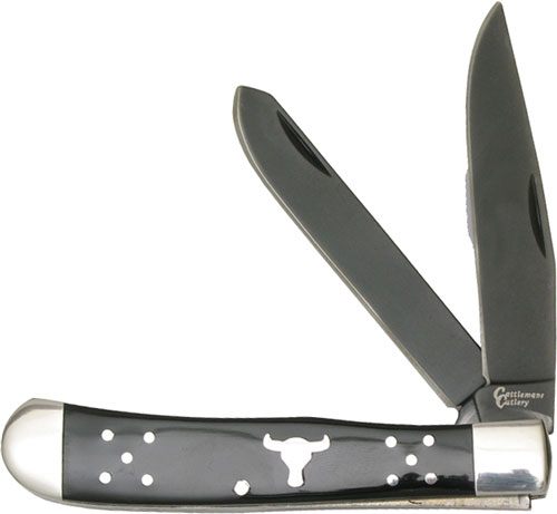 American Buffalo Knife Tool Abkt Cattleman Black Angus Trapper 4.12in Close