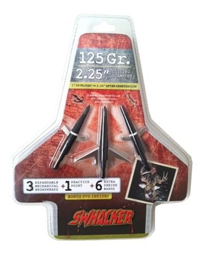 Swhacker SWH00202 125 Grain 2.25in 2 Blade Broadhead 3pk with Practice Tip view 2