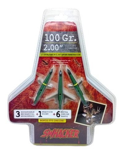Swhacker SWH00207 207 2 Inch Cut Broadheads Set of 3-100 Grain, Green, 2in view 2