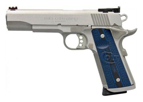 Colt Gold Cup Trophy Handgun 9mm Luger 9rd Magazine 5" Barrel Stainless Finish G10 Grips Fiber Sights