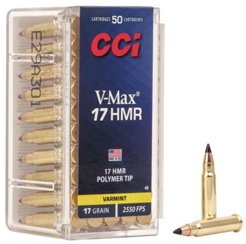 Cci Rimfire Ammunition .17 HMR gr VMax 2550 fps 2000/ct Case (40-50/ct)