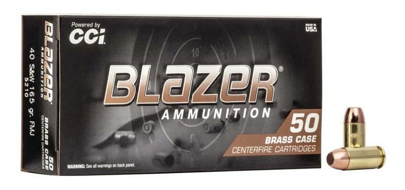 Cci Blazer Brass Handgun Ammunition .40 S W 165 gr FMJ 1050 fps 1000/ct Cas view 2