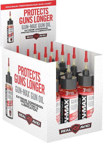 Real Avid GUN MAX OIL 1 OZ. Bottle 12PC. Display