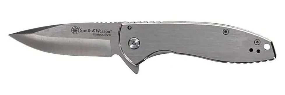 Smith Wesson KT Executive Platinum Folding Knife 3in Drop Point Blade Silve