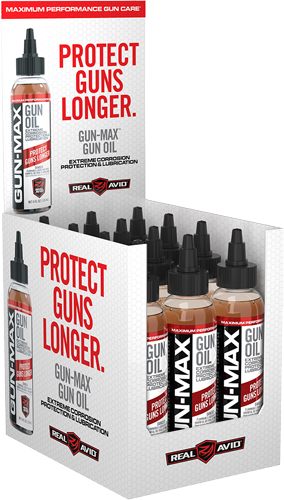 Real Avid GUN MAX OIL 4 OZ. Bottle 12PC. Display