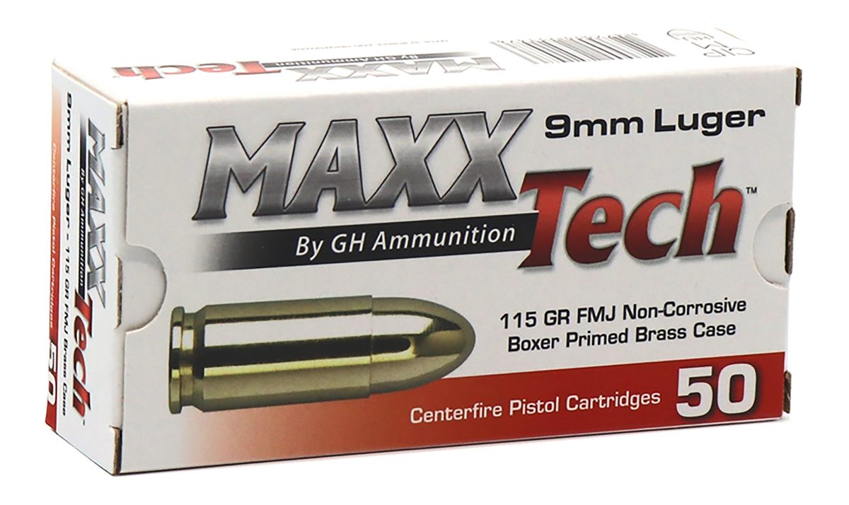 Tulammo MaxxTech PTGB9MMB Brass Pistol 9mmLuger 115gr Full Metal Jacket 50