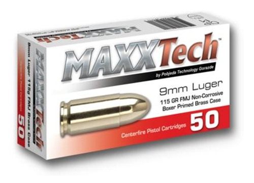 Tulammo MaxxTech PTGB9MMB Brass Pistol 9mmLuger 115gr Full Metal Jacket 50 view 2