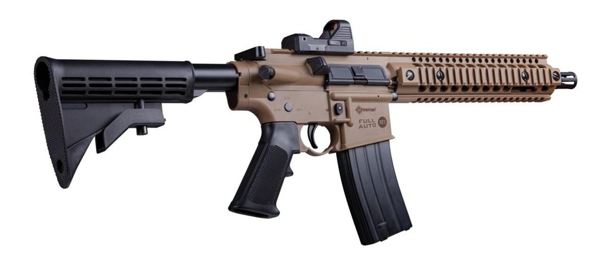Crosman CFAR1X Full Auto R1 Air Rifle CO2 177 25rd Shot Black Flat Dark Ear view 2