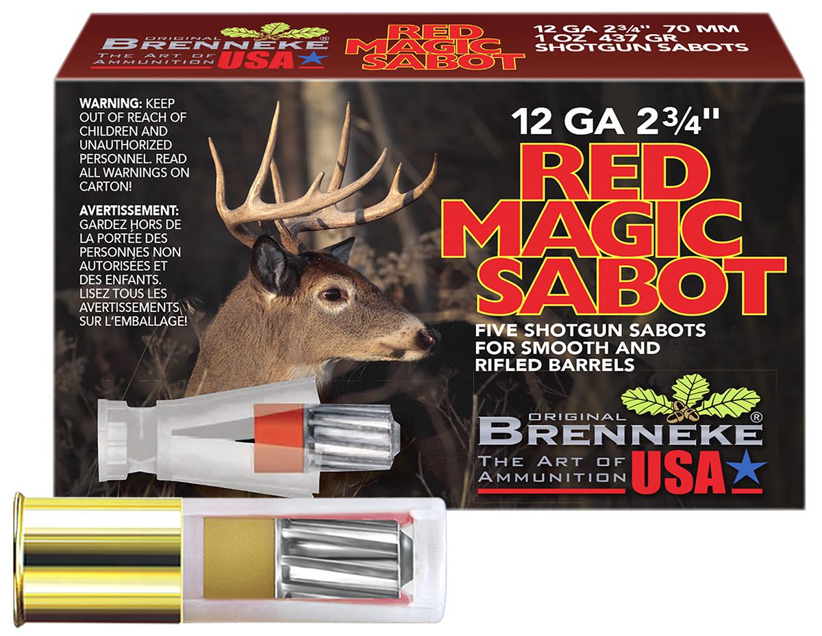 Brenneke SL122RMS Red Magic 12 Gauge 2.75in 1oz Sabot Slug Shot 5 Per Box/5