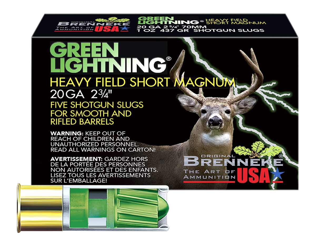 Brenneke USA SL202HFSGL Green Lightning Heavy Field Short Magnum 20 Gauge 2