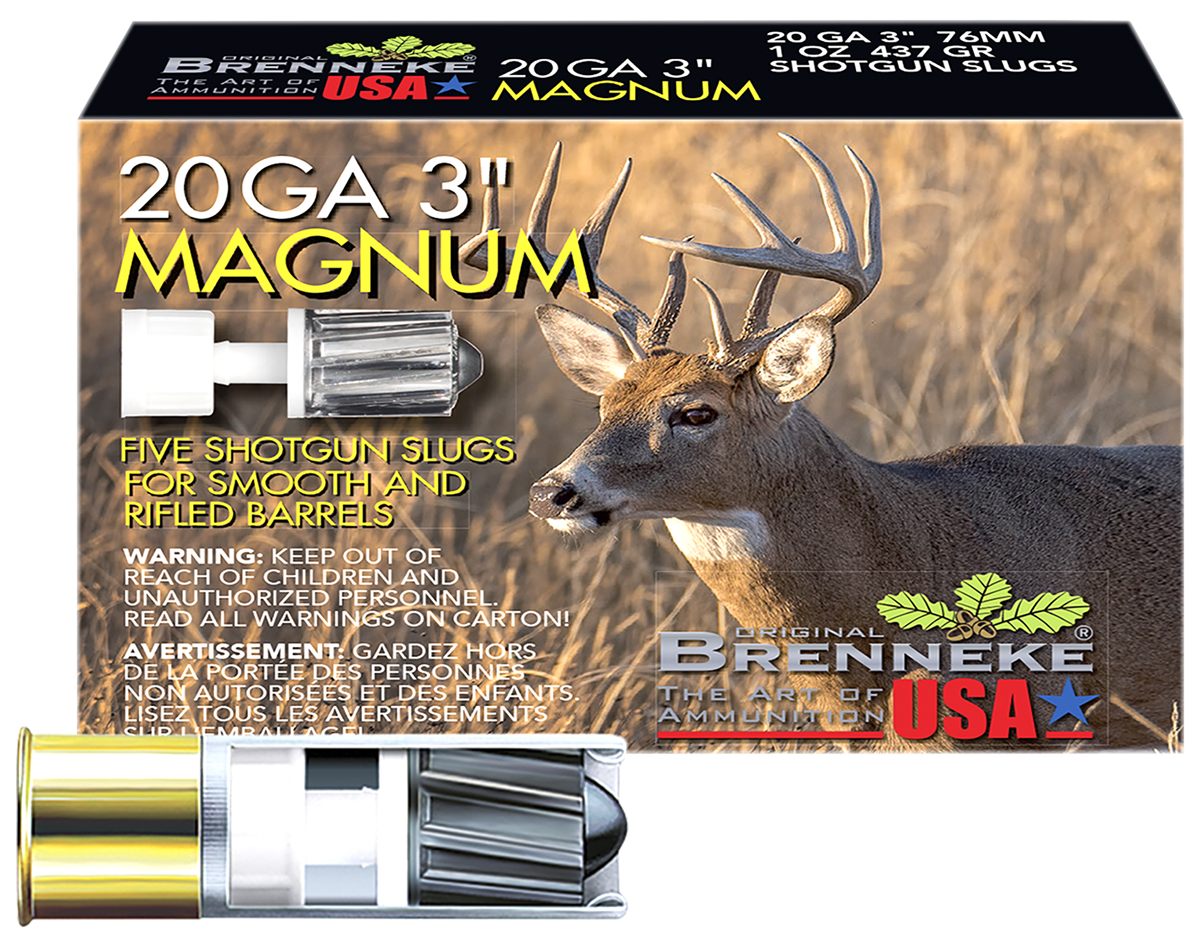 Brenneke USA SL203M Magnum 20 Gauge 3in 1oz Slug Shot 5 Per Box/50 Case