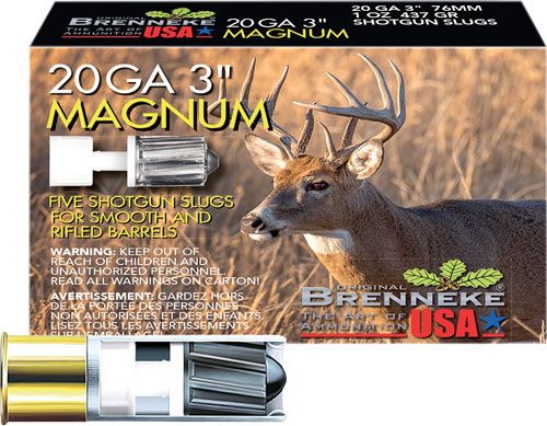 Brenneke USA SL203M Magnum 20 Gauge 3in 1oz Slug Shot 5 Per Box/50 Case view 2