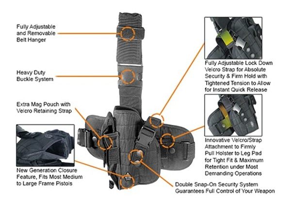 Utg Holster Special Ops Left Hand Tactical Leg Blk