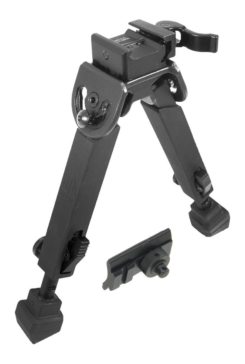 UTG Rubber Armored Full Metal QD Bipod, Height 6.0in- 8.5in, Black