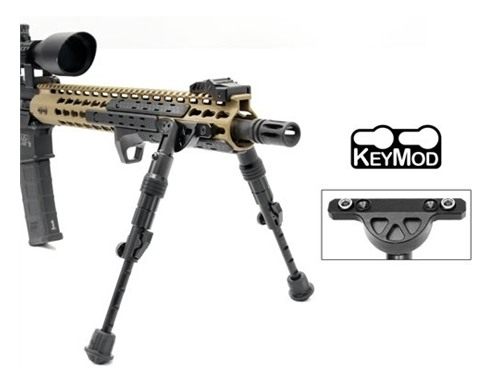 Leapers, UTG Bipod Recon Flex Keymod Matte BLK Center H 5.7in-8in view 3
