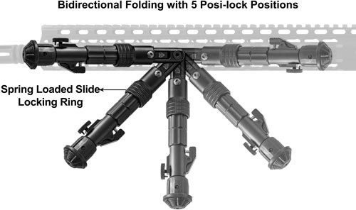 Leapers, UTG Bipod Recon Flex Keymod Matte BLK Center H 5.7in-8in view 6