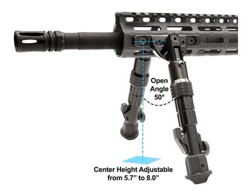 Leapers, UTG Bipod Recon Flex M-LOK Matte Black 5.7in-8in Center Height view 2