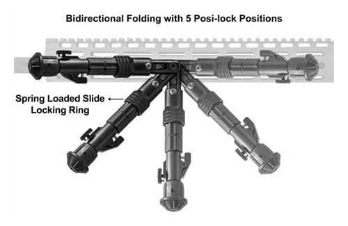 Leapers, UTG Bipod Recon Flex M-LOK Matte Black 5.7in-8in Center Height view 6