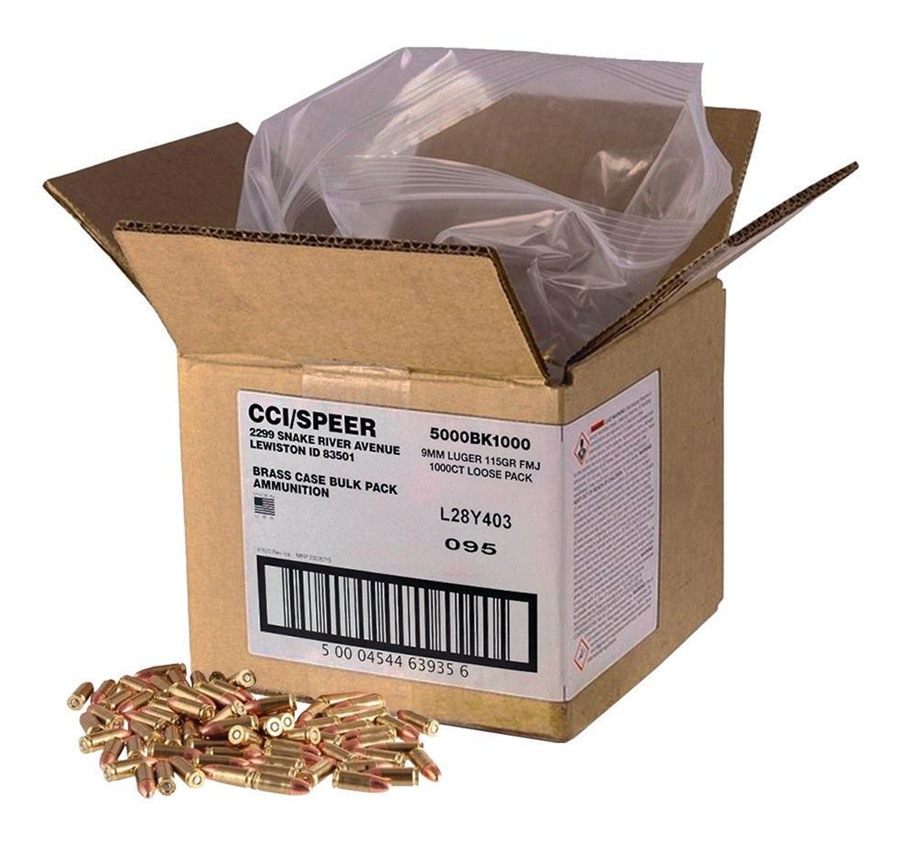 Cci Blazer Brass Handgun Ammunition 9mm Luger 115gr FMJ 1145 fps 1000/ct Lo view 3