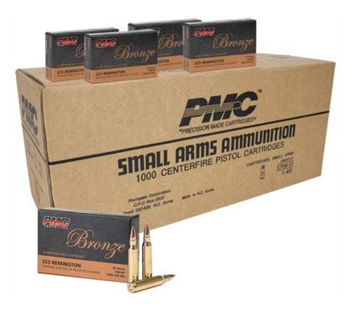 PMC Ammunition Bronze Rifle .223 Rem 55 gr FMJ 2900 fps 1000/ct