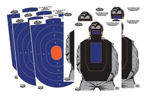 Birchwood Casey Dirty Bird Combo 12inx18in 4-Blue/Orange Oval 4-Bad Guy Ips