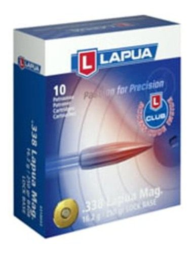 Lapua Ammunition Rifle Ammo 338 Magnum 250gr Lock Base Fmjbt bx/10