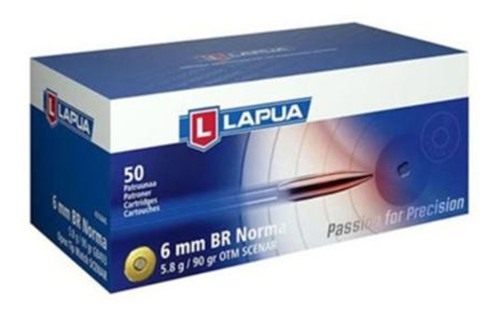 Lapua Ammunition OTM Rifle Ammo 6mm BR Norma 90 gr Scenar-L 50/ct