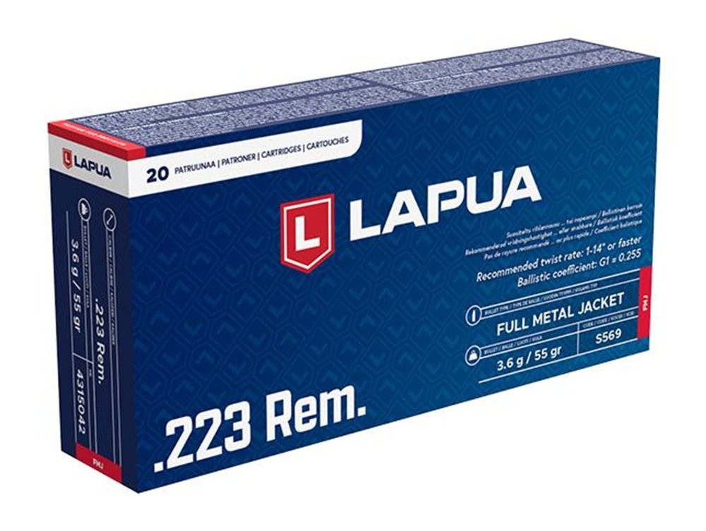 Lapua Rifle Ammunition .222 Rem 55gr FMJ 2887 fps 20/ct