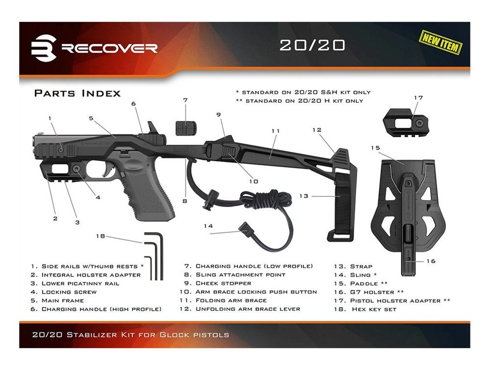 Recover Tactical 20/20N Stabilizer Kit with Brace Tan view 2