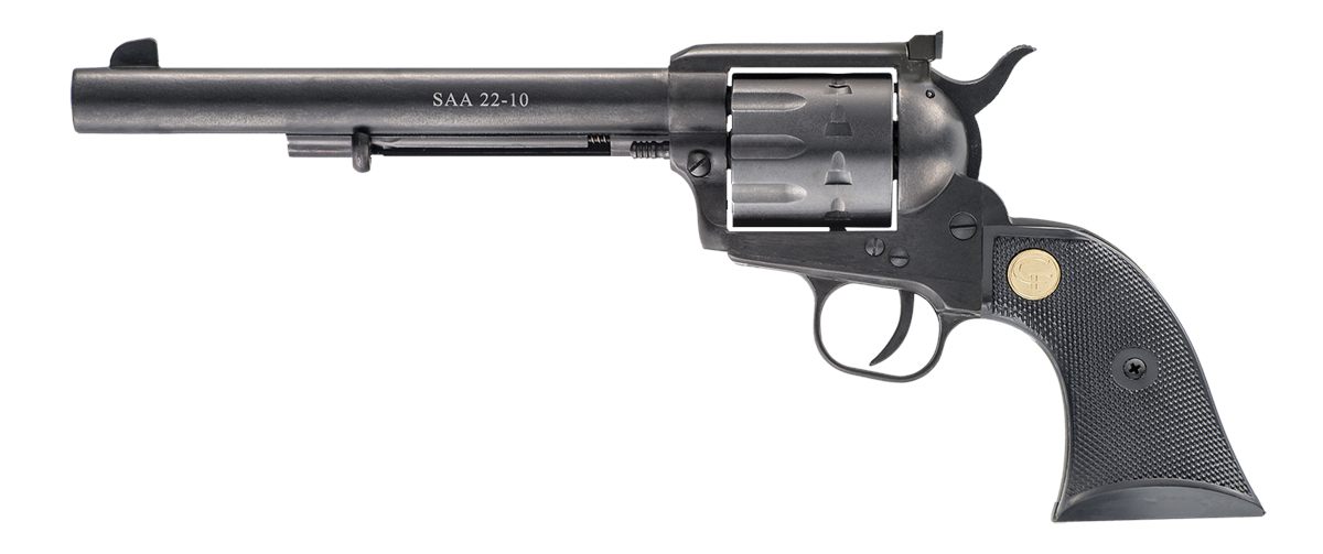 Chiappa Firearms CF340170 SAA 1873  Medium Frame 22 LR 10 Shot, 7.50" Blued Steel Barrel, Blued Steel Frame, Blued Cylinder, Black Plastic Grip, Exposed Hammer