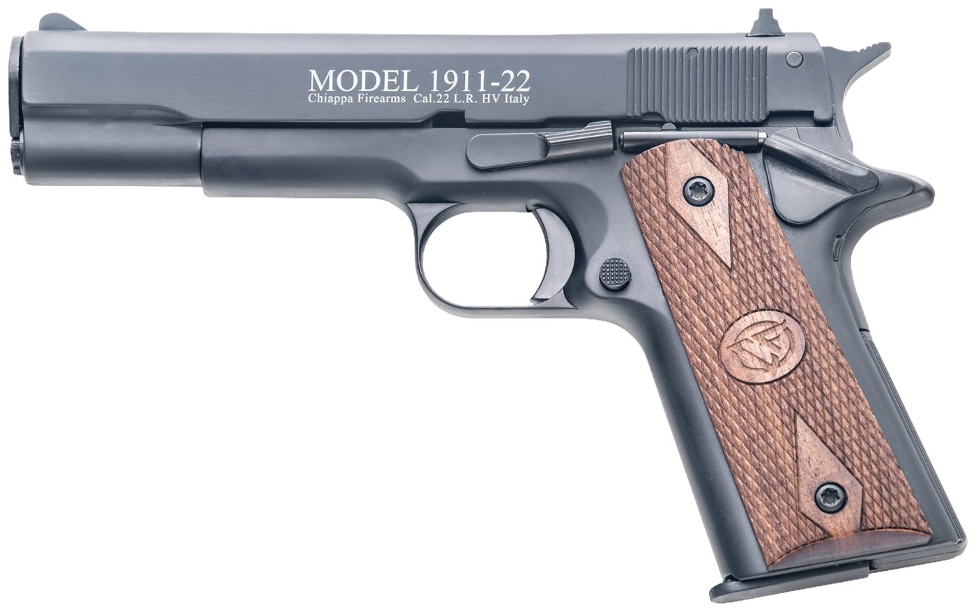 Chiappa Firearms 401038 1911-22 LR 10+1, 5in Black Steel Barrel, Blued Serr