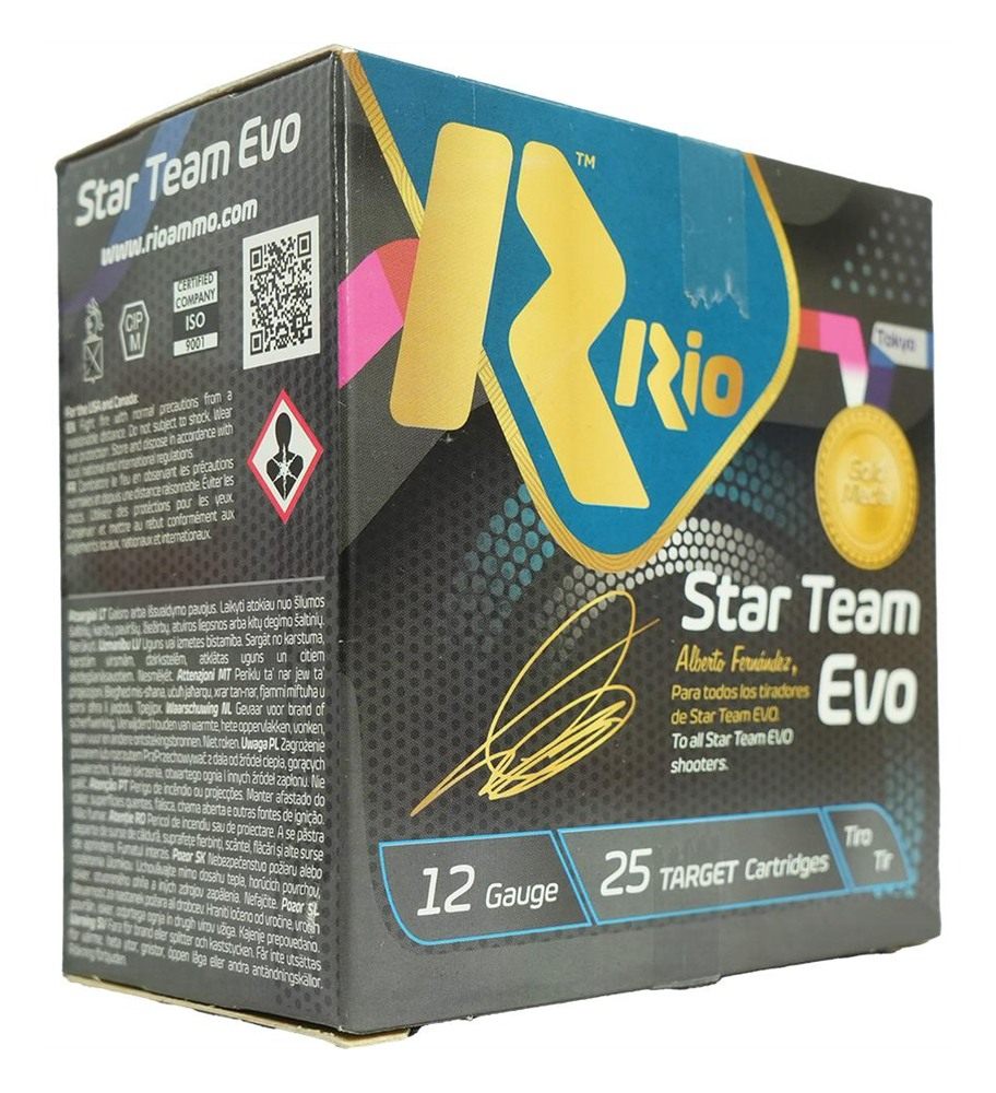 Rio Outdoors Star Team EVO Shotshells 12ga 2-3/4in 1oz 8 1280 fps 25/ct view 2