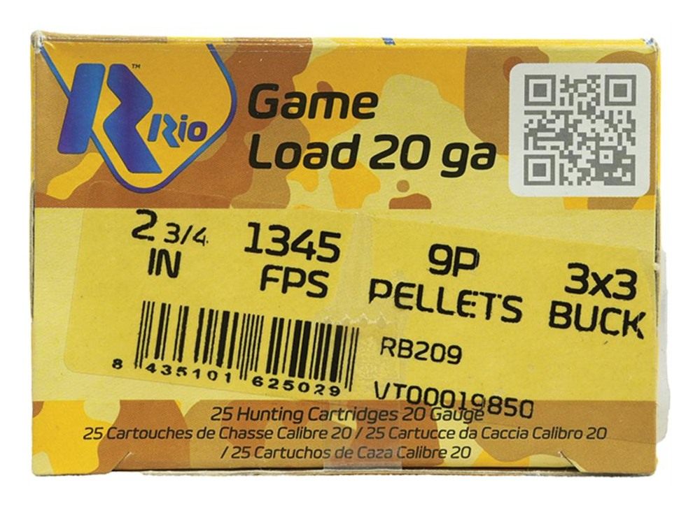 Rio Outdoors Royal Buck 20ga 2-3/4in 9 plts 1 1345 fps 25/ct view 3