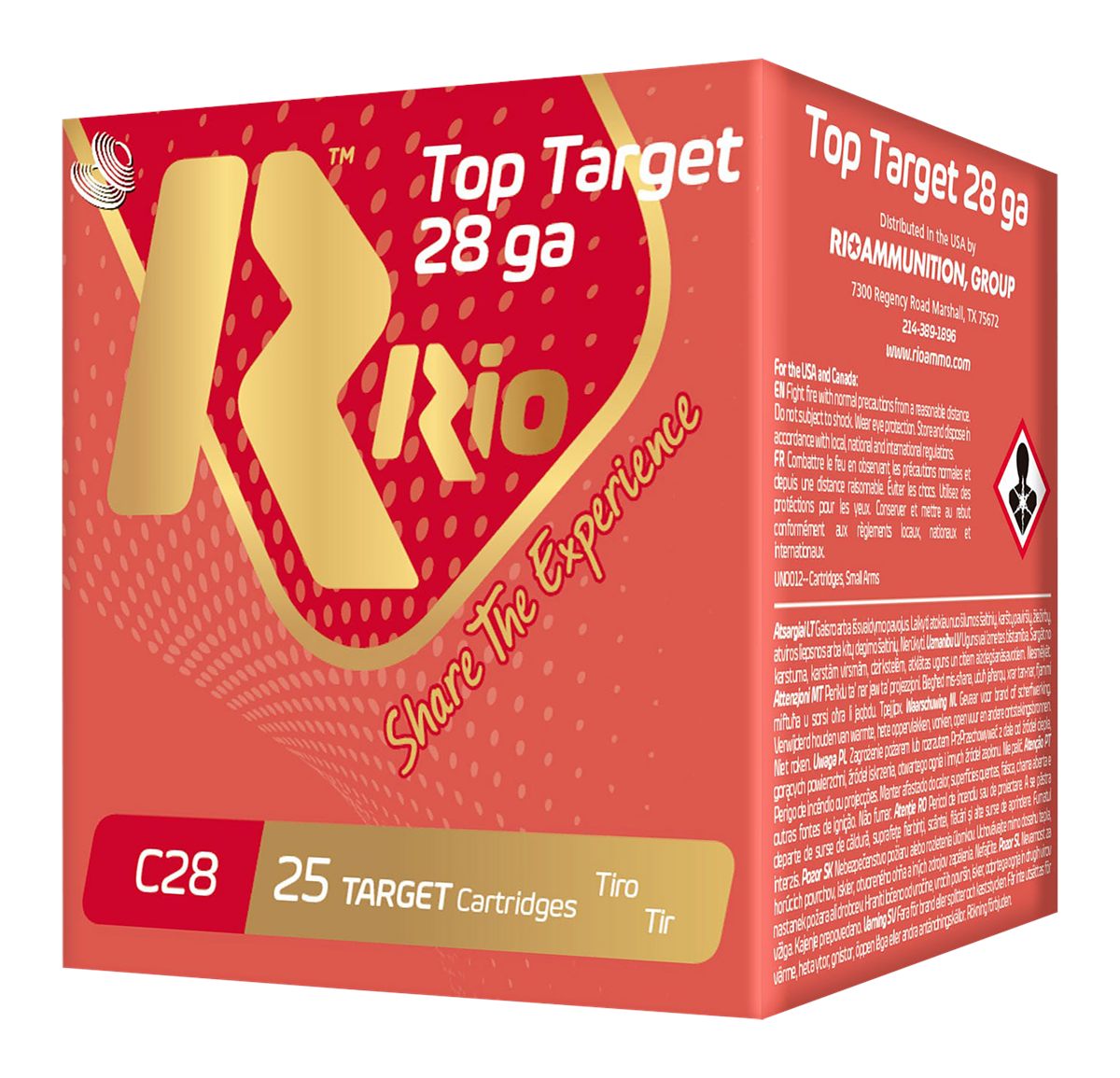 Rio Outdoors Ammunition RC288 Top Target 28 Gauge 2.75in, 3/4 oz 8 Shot, 25