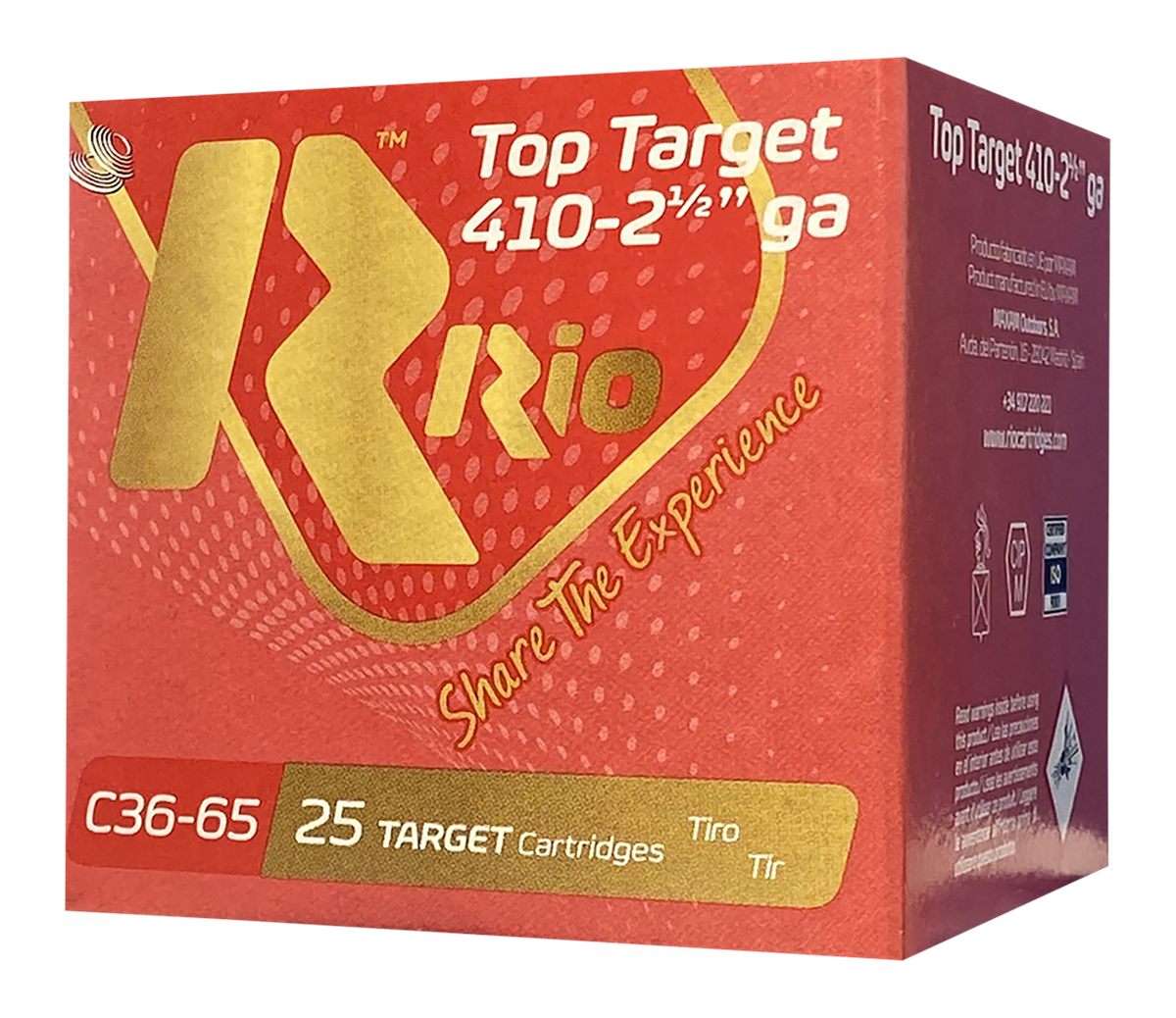 Rio Outdoors Ammunition RC3675 Top Target 410 Gauge 2.50in 1/2 oz 7.5 Shot