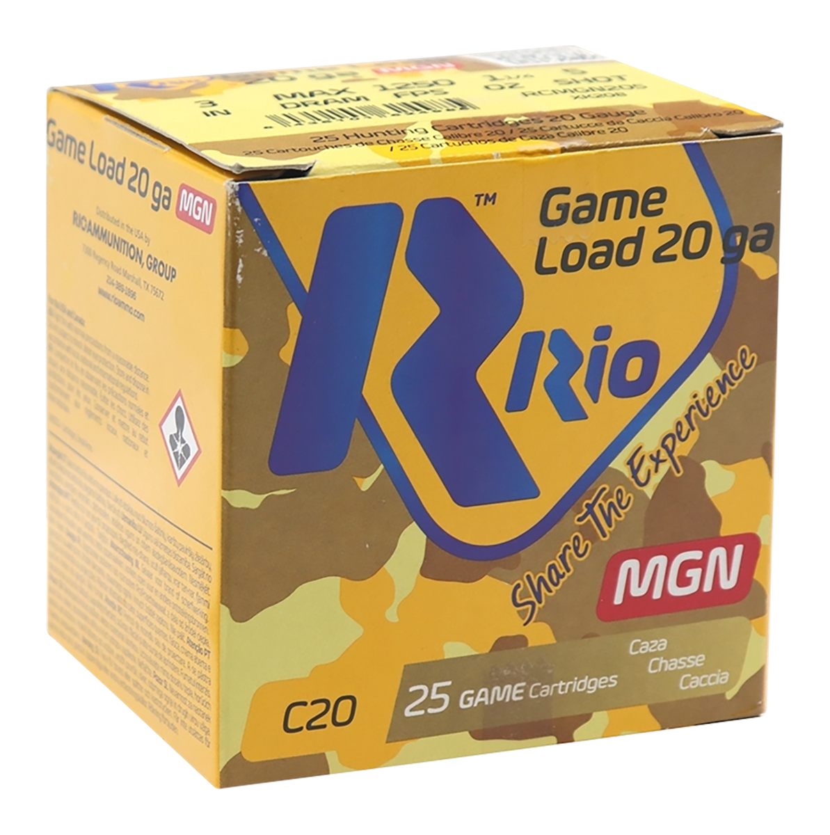 RIO Outdoors Ammunition RC20MGN5 Game Load 20 Gauge 3in 1 1/4oz 5 Shot 25 P