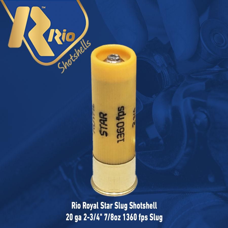 Rio Outdoors Royal Star Slug Shotshell 20 ga 2-3/4in 7/8oz 1360 fps 25/ct view 3