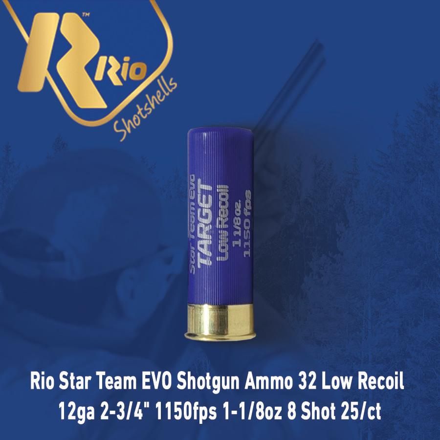 Rio Outdoors Star Team EVO Shotgun Ammo 32 Low Recoil 12ga 2-3/4in 1150fps view 4