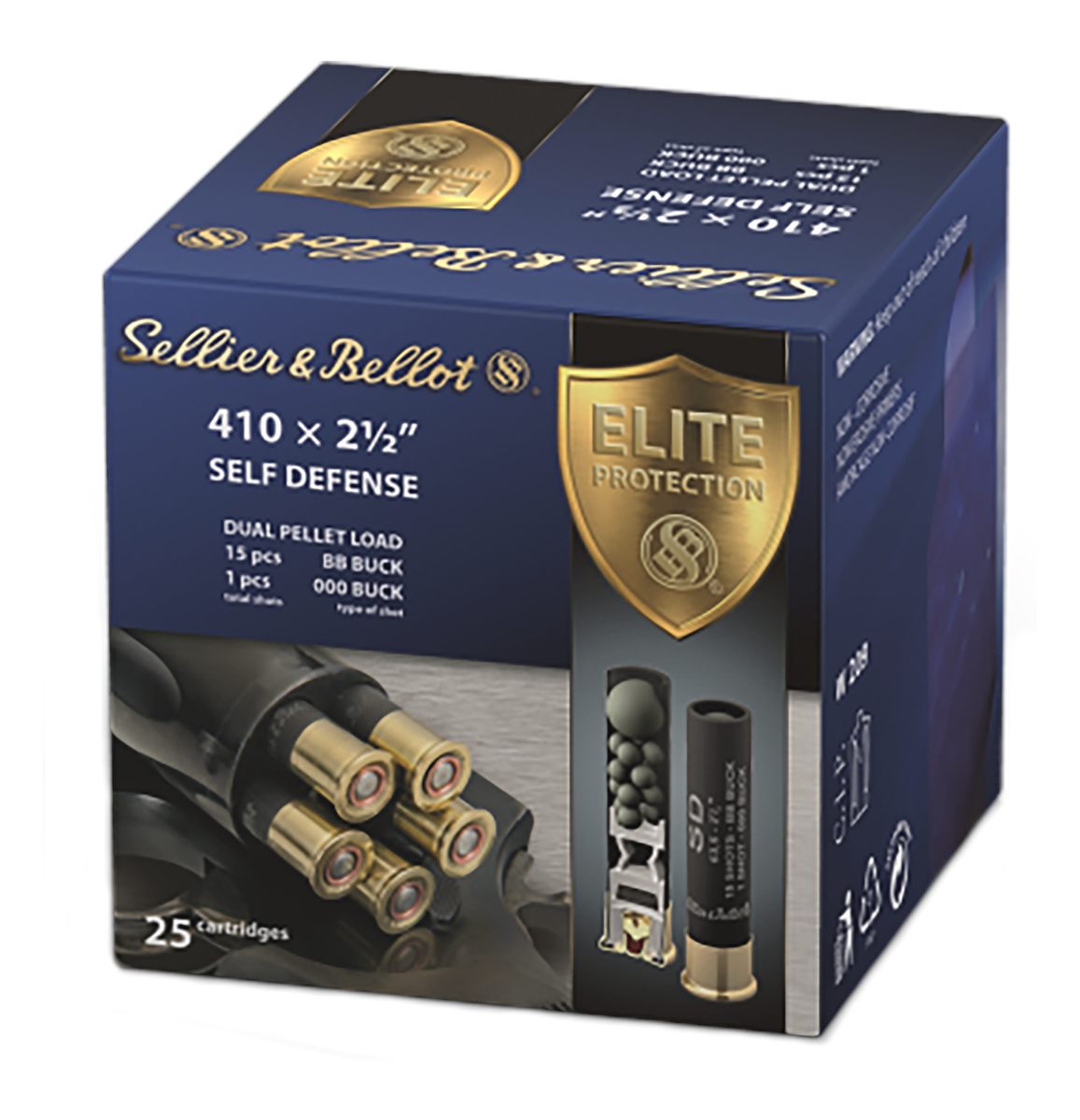 Sellier Bellot SB410SDA Self Defense 410 Gauge 2.50in 15 Pellets 1/2oz 000