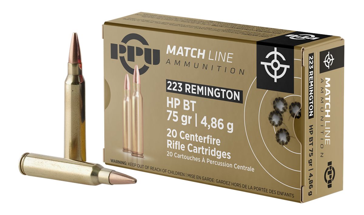 PPU PPM2232 Match 223 Rem 75gr Hollow Point Boat Tail 20 Per Box/50 Case