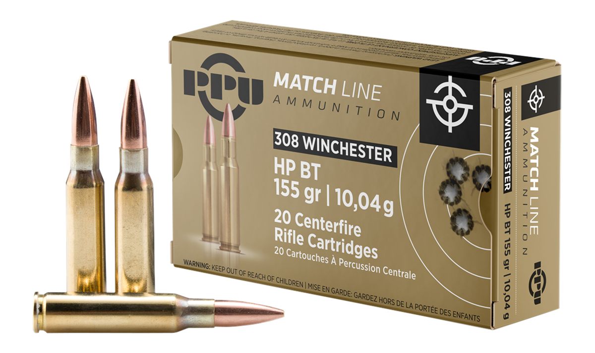 PPU PPM3081 Match 308 Win 155gr Hollow Point Boat Tail 20 Per Box/10 Case