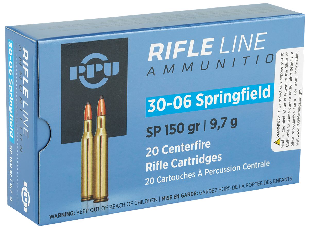 PPU PP30061 Standard Rifle 30-06 Springfield 150gr Soft Point 20 Per Box/10