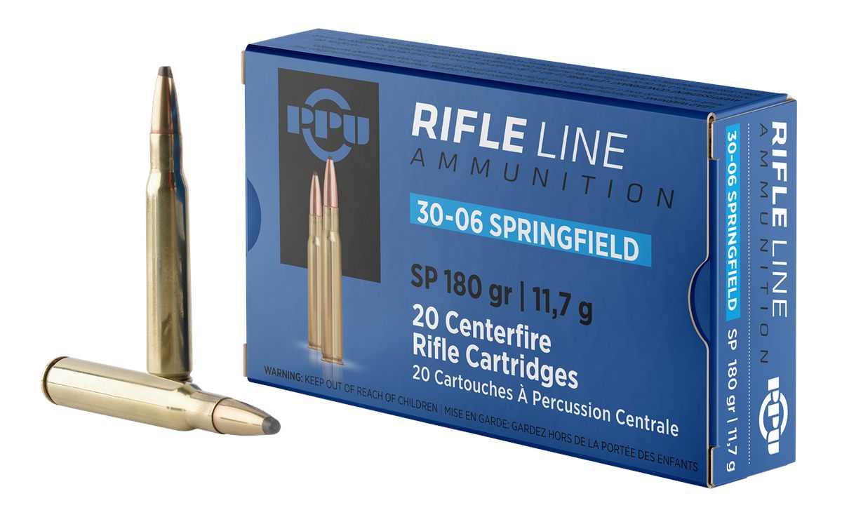 PPU PP30063 Standard Rifle 30-06 Springfield 180gr Soft Point 20 Per Box/10