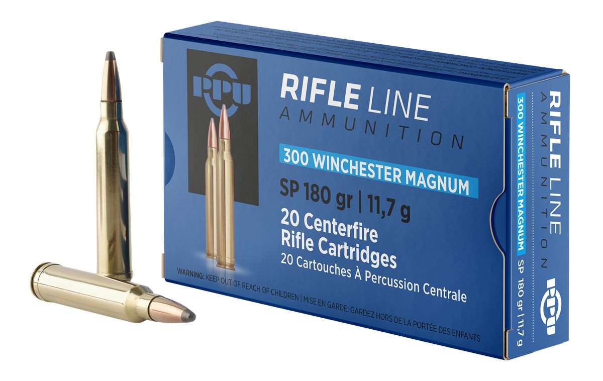 PPU PP3003 Standard Rifle 300 WinMag 180gr Soft Point 20 Per Box/10 Case