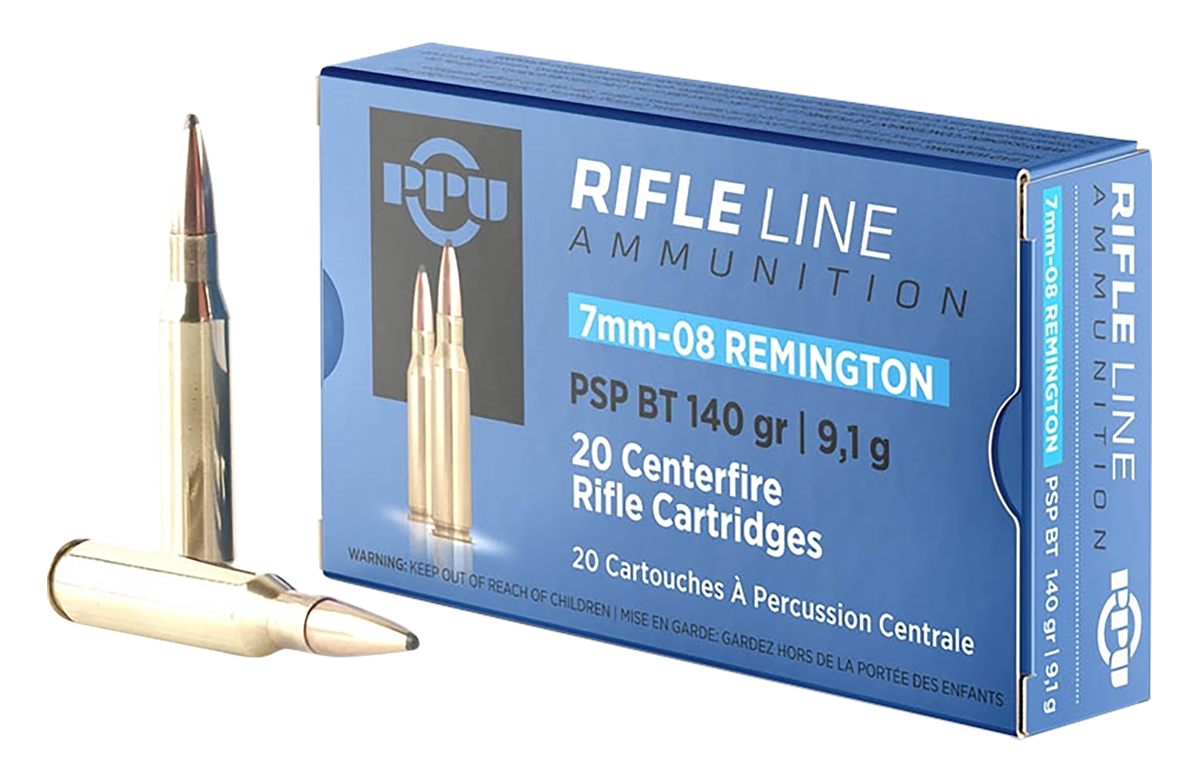 PPU PP708 Metric Rifle 7mm-08 Rem 140gr Pointed Soft Boat Tail 20 Per Box/1