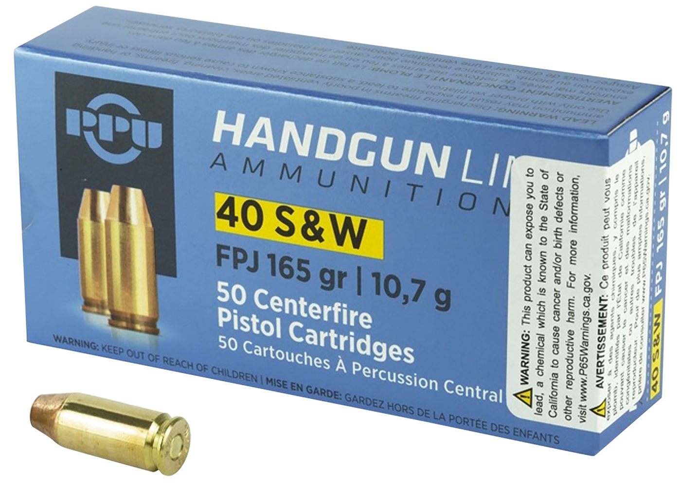 TRZ Trading PPU PPH40F Handgun 40S W 165gr Flat Point Jacketed 50 Per Box/1